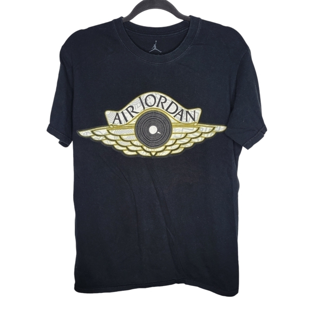 Air Jordan Nike Wings Graphic T-Shirt in Black Gold White Size Medium
